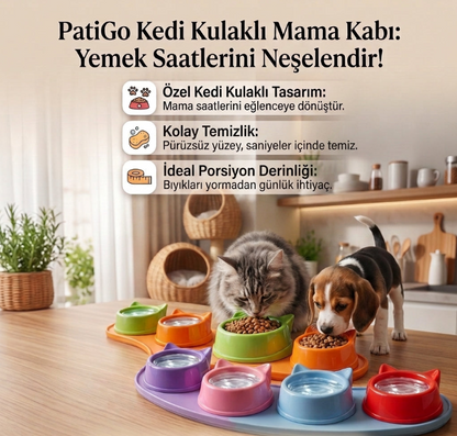 Kedi Figürlü Mama ve Su Kabı (2 li)